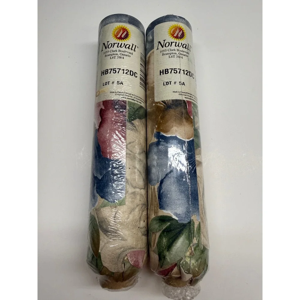 Norwall Floral Wallpaper Border Blue Burgundy Gold 2 Rolls HB75712DC Lot 5A